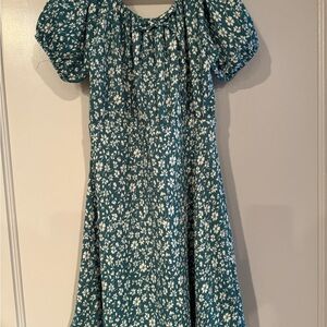 Zara Teal Floral Kids Dress